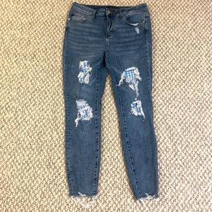 Judy Blue Peekaboo Gingham Plaid